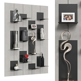 Wall-mounted bookcase accessories 3d model