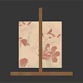 Handcrafted Decorative Cube With Red Floral Pattern On White Surface And Wooden Cross Frame Base