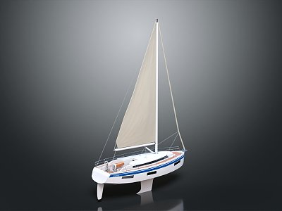 Modern Sailing Cartoon Sailing Small Sailing Boat Small Wooden Boat 3d model