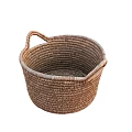 Decorative Ornament Set with Handwoven Natural Wicker Basket Handle Round Design