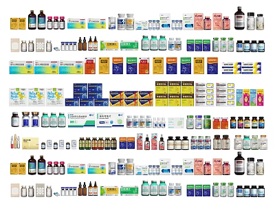 Different Categories of Medical Devices Including Bottles Boxes and Packaging Supplies 3d model