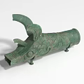 Ancient Bronze Landscape Sculpture With Mythical Animal Head And Intricate Carvings