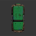Green Off Road Jeep With Worn Paint And Muddy Exterior Details