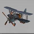 Vintage Blue And Orange Biplane Featuring Twin Propellers And Small Wheels For Aerospace Enthusiasts