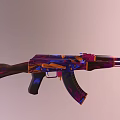 Vibrant Multicolored AK Rifle Featuring Purple Blue Orange Patterned Design