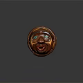 Traditional Wooden Sculpture Carving Circular Mask With Green Eyes Red Lips Yellow Accents