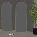 Modern Arched Mirrors Indoor Decor With Plant Curtain And Outdoor View Reflection