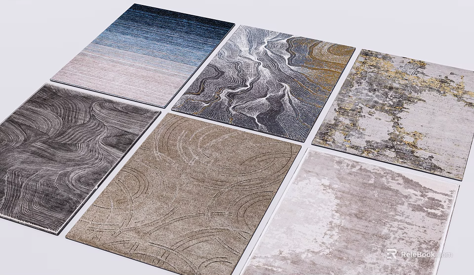 Square Rugs With Various Patterns Textures And Colors For Modern Home Decor 3d model 