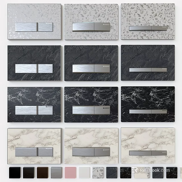 Daily Washing Products With Various Designs Marble Texture And Metal Accents 3d model 