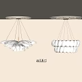 Elegant Modern Chandeliers With White Wavy Shades And Metal Ceiling Mounts