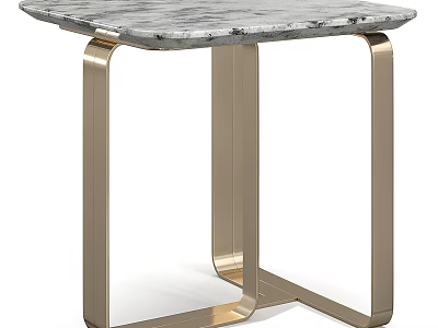 Modern Coffee Table With Marble Top And Golden Metal Frame Design 3d model