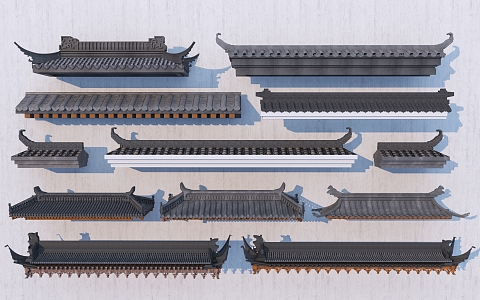 Chinese-style eaves, eaves line, eaves ridge 3d model