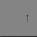 Red U Shaped Weapon With Chain And Red White Striped Handle Design 3d model