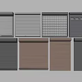 Various Styles of Roller Shutters With Different Colors and Metal Grid Designs