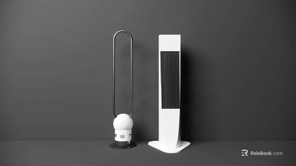 Modern Tower Air Cooler Fan With Ring Design And Black White Color 3d model 