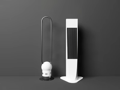 Modern Tower Air Cooler Fan With Ring Design And Black White Color 3d model
