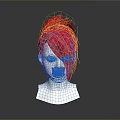 White Head Mannequin Showcasing Vibrant Red Short Layered Hair Wig Style