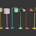Furniture Floor Lamps In Various Styles With Wooden Metal Poles And Round Bases