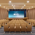 Modern Conference Room With Rows Of Seats And Large Screen