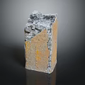 Old Damaged Stone Pillar Featuring Rough Gray And Yellow Weathered Surface Texture