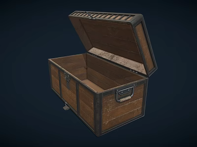 Open Commercial Wooden Storage Chest With Metal Hardware And Empty Interior For Business Storage Solutions 3d model