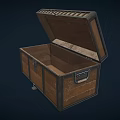 Open Commercial Wooden Storage Chest With Metal Hardware And Empty Interior For Business Storage Solutions