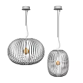 Two Modern White Chandeliers Featuring Wireframe Cage Design For Home Interior 3d model