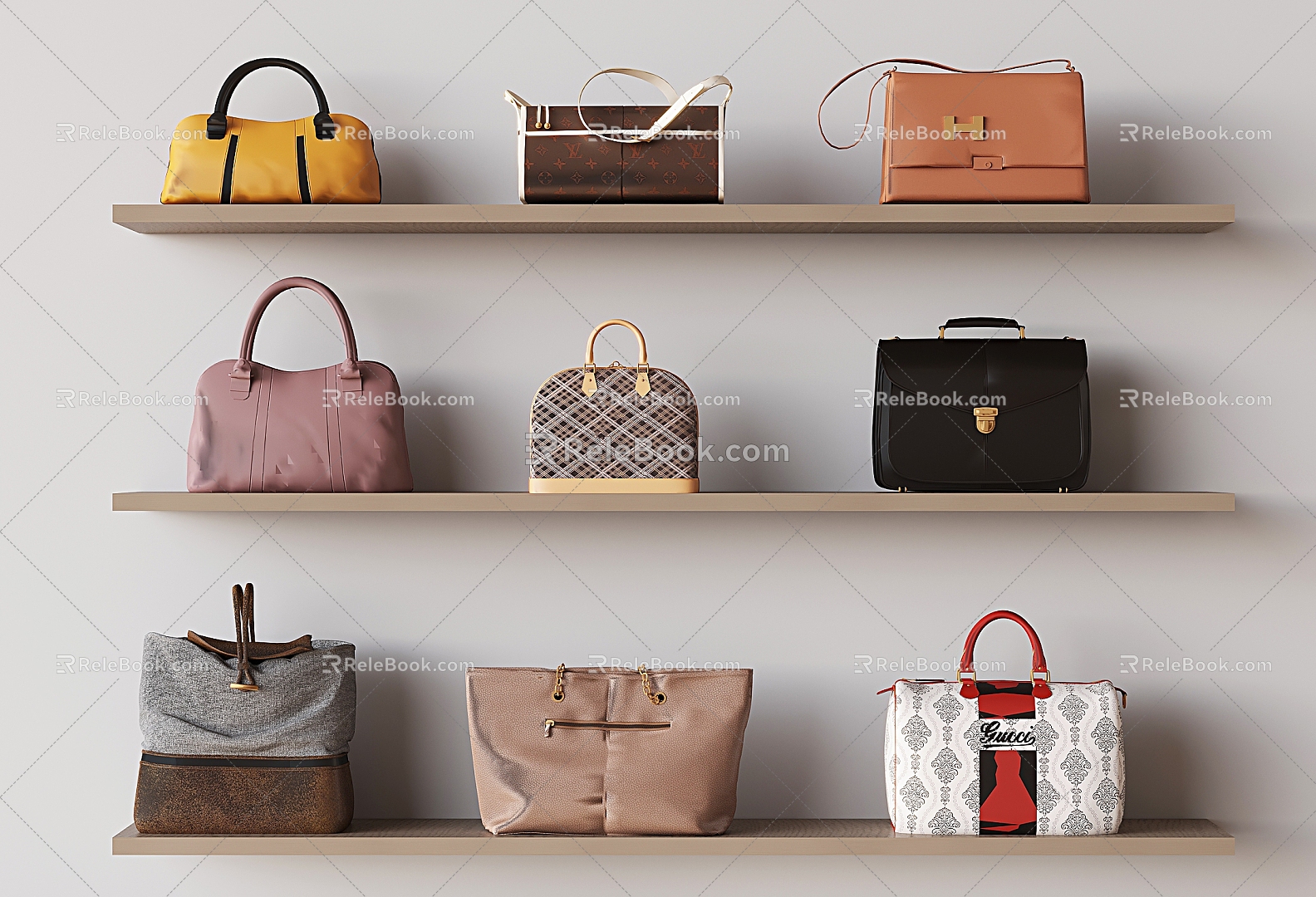 Bags, bags, handbags, satchels, women's leather bags 3d model