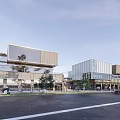 Vibrant Modern Commercial Street With Pedestrians Shops Outdoor Shopping Area Glass Facades And Walkway