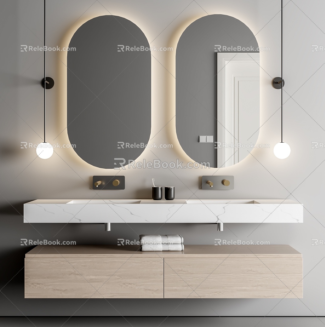 Modern basin cabinet wash basin 3d model