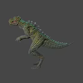 Game Movie Character Green Scaly Dinosaur with Blue Eyes Sharp Teeth Open Mouth Spiked Back