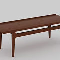 Simple Modern Wooden Dining Table With Long Surface And Lower Crossbeam 3d model