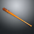 Orange Wooden Baseball Bat Wrapped With Leather On Gray Gradient Background With Reflection