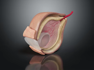 Detailed Anatomical Cross Section Model Displaying Internal Layers And Red Vessel 3d model