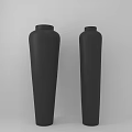 Two Black Ceramic Vases With Minimalist Design On White Background 3d model