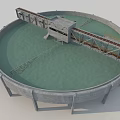 Circular Concrete Water Treatment Tank With Central Platform And Walkway
