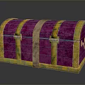 Vibrant Purple Velvet Trunk With Domed Lid And Golden Metal Accents