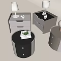 Modern Bedside Tables With Various Designs Drawers Table Lamps And Decor Items 3d model
