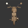 Golden Metallic Motorcycle With Classic Design And Dark Background Reflection