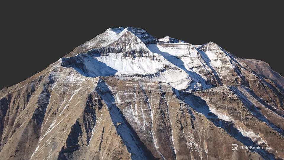 Microtopography Showcases Rocky Mountain Terrain With Snow Covered Peaks And Natural Textures 3d model 