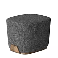Modern Light Gray Linen Upholstered Stool With Wooden Legs For Home Decor