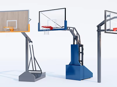 Sports Equipment Various Design Basketball Hoops With Wooden And Transparent Backboards 3d model