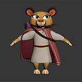 Cute 3D Lion Cub Game Movie Character With Green Eyes White Robe And Red Cape
