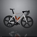 Modern White And Black Racing Bicycle With Red Accents And Carbon Fiber Frame