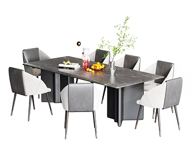 Modern Dining Table and Chair Combination 3d model