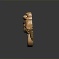 Golden Lion Head Door Knocker Sculpture In Traditional Style With Decorative Details