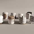 Modern Sofa Stool Shoe Changing Stool Fabric Stool Round Stool 3d model