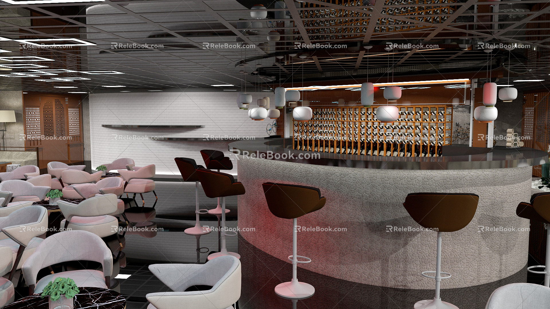 Modern Bar Entertainment Space 3d model