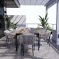 Modern Balcony Outdoor Dining Table and Chair 3d model