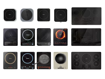 Stylish Modern Kitchen Appliances Featuring Different Induction Cooktop Styles 3d model